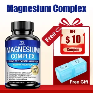 Suplement de complex de magnesi 1000 mg - Citrat de glicinat de magnesi Taurat de malat quelat per a l'energia de recuperació muscular dels ossos