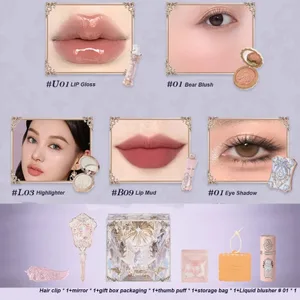 Flowerknows 나이트 유니콘 버니 가든 선물 세트 블러쉬 리틀 엔젤 하이라이터 아이섀도 팔레트 올인원 페이스 메이크업 키트 박스