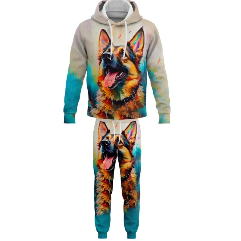 Fashion Animals Dog 3D Printed Autumn Hoodie Suit Men Sweatshirts Sweatpants Casual Two Piece Tracksuit Set Men's Clothing