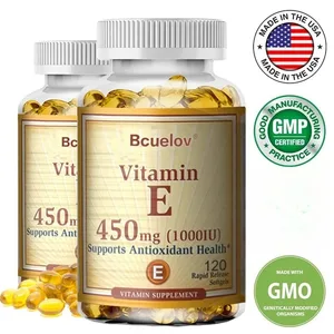 Bcuelov E-vitamiini 1000 IU 450mg - ihon hiusten verenkierron terveydelle immuunijärjestelmän tuki - antioksidanttilisä