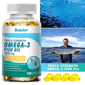 Omega-3-Fischöl-Ergänzungsmittel – 3600 mg pro Portion, 1200 mg EPA und 900 mg DHA, Unterstützung für Herz- und Gehirngesundheit, gentechnikfreie Kapseln