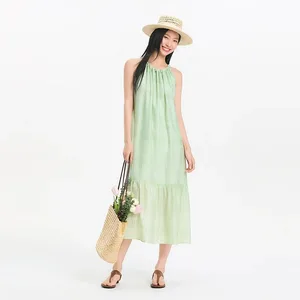 Semir 女性ドレスちょう結びテクスチャーホルターネック休暇 A ラインマキシ 2026 夏ロマンチックなフレッシュエレガントソフト快適なホリデートップ