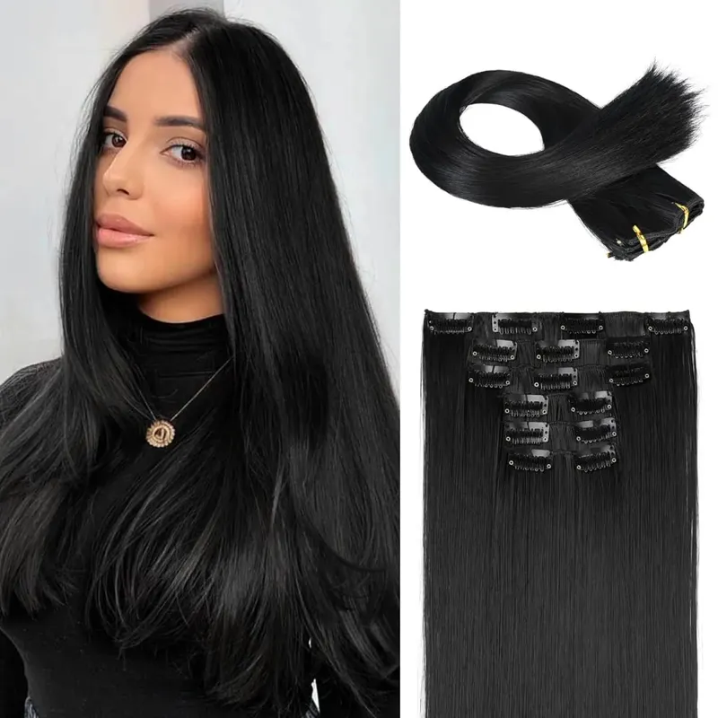 24 Inch Synthetic Clips in Hair Extensions 6 Pieces/Set Long Straight Extensions for Women Hairpiece