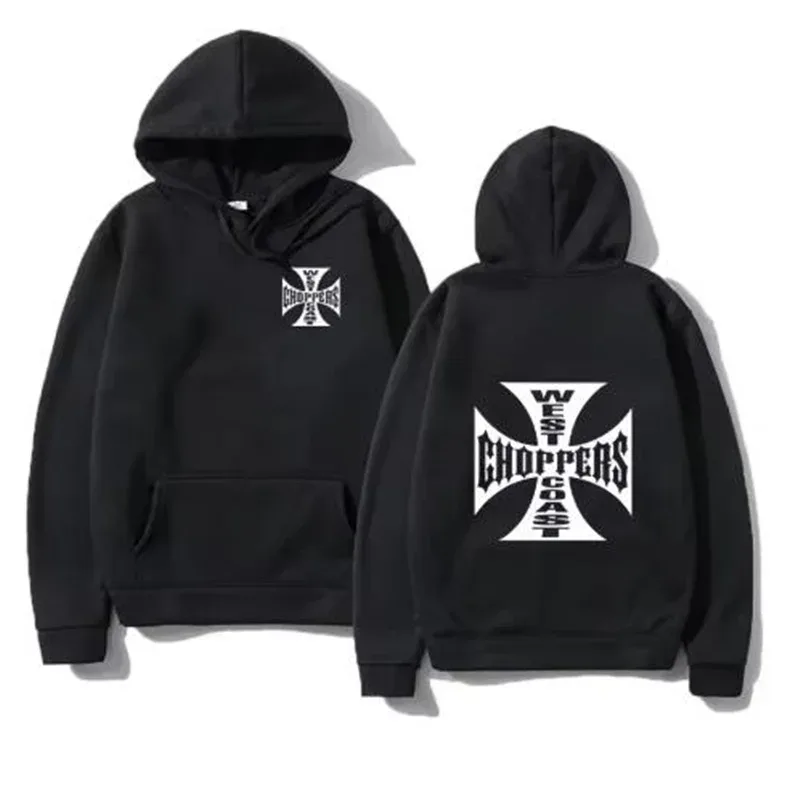 West Coast Iron Cross Helikopter Dicetak Pria Berkerudung Fashion Kaus Keren Uniseks Fashion Bulu Kebesaran Hoodie Pakaian Jalanan