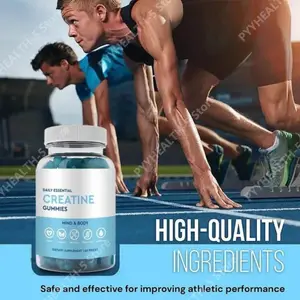 Creatine Gummies Vegan Non-GMO بدون گلوتن ارگانیک کم قند از عملکرد ورزشی برای بزرگسالان پشتیبانی می کند تعداد 60 Unisex