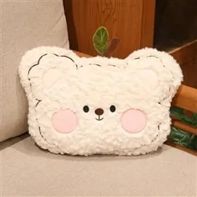 40cm Teddy Bear Head Plush Pillow Cute Bear Face Throw Pillow Soft Fluffy Stuffed Cushion Sofa Bedroom Home Decor Gift