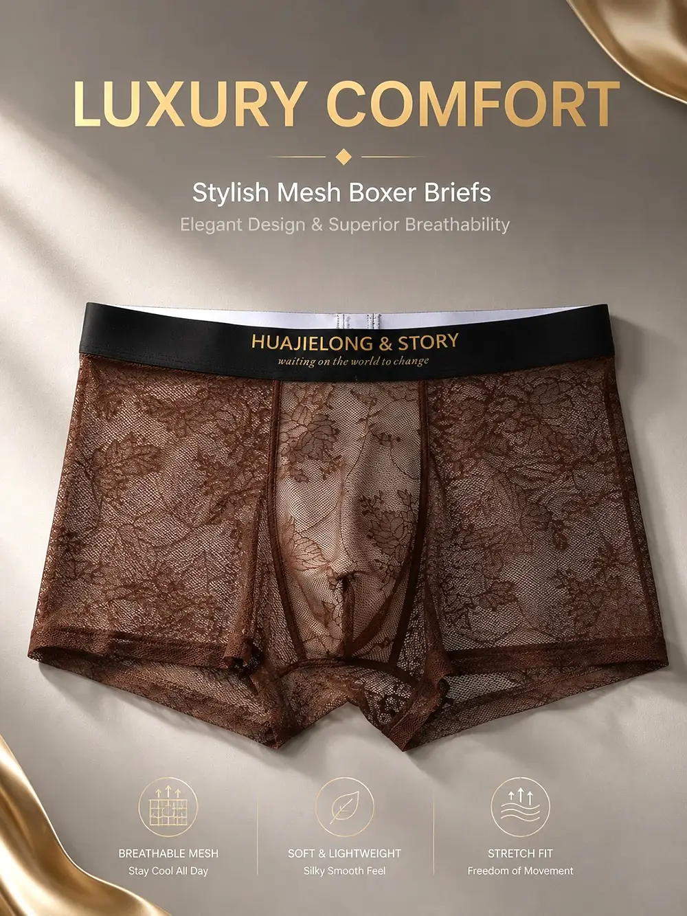 1/3 pçs sexy renda floral malha oco para fora roupa interior masculina legal gelo seda respirável malha virilha boxers homem alta elástica calcinha masculina