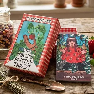 Sihirli Kiler Tarot Güverte Ev Aşçıları ve Yemek Meraklıları için Gıda Temalı Suluboya Tarot Kartları Çift kabartmalı Kart Stoğu 12*7 cm