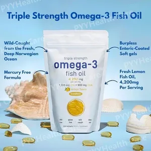 Omega-3-Fischölergänzung mit dreifacher Stärke, 4200 mg, Burpless-EPA mit Zitronengeschmack, 1200 mg DHA, 900 mg, 240 Kapseln