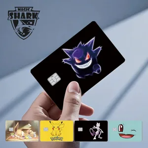 Maigc Shark Cute Pokemons Mewtwo Eevee Pikachu Gengar Autocolant Film capac pentru card de credit debit No Fade