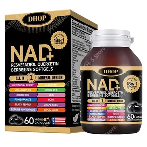 ژل های نرم NAD+ با رزوراترول کوئرستین بربرین Softgels 18-in-1 مکمل برای حمایت کلی سلامت 60 کپسول
