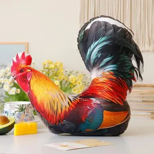 Rooster pehmotyyny Elävä 3D-tulostus Pehmeä pörröinen mukava tyyny toimistotuoliin Sisustuksen lepotyyny työntekijöille