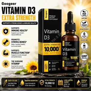D-vitamiinineste 10 000 IU Extra Strength Nopeasti imeytyvä tukee vahvoja luita C-vitamiinin ja kalsiumin kanssa 30 ml Net